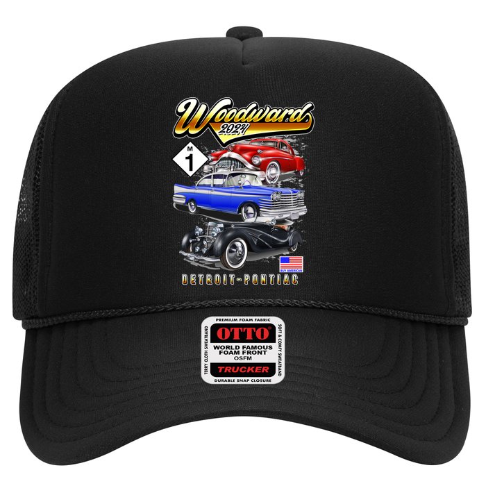 Woodward 2024 Classic Cruise Detroit To Pontiac Trio Of Cars Trucker Hat