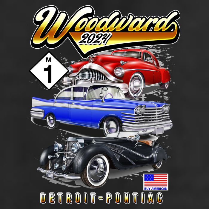 Woodward 2024 Classic Cruise Detroit To Pontiac Trio Of Cars Trucker Hat