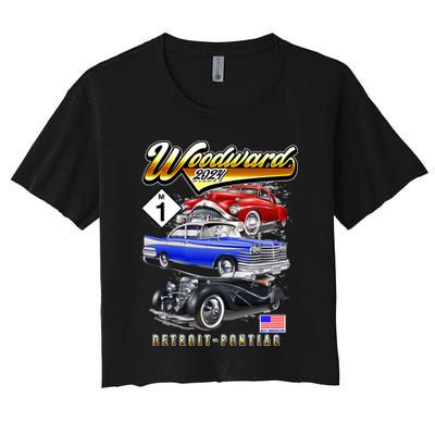 Woodward 2024 Classic Cruise Detroit To Pontiac Trio Of Cars Crop Top