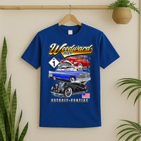 Woodward 2024 Classic Cruise Detroit To Pontiac Trio Of Cars T-Shirt