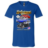 Woodward 2024 Classic Cruise Detroit To Pontiac Trio Of Cars V-Neck T-Shirt