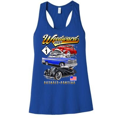 Woodward 2024 Classic Cruise Detroit To Pontiac Trio Of Cars Women's Racerback Tank