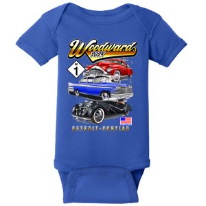 Woodward 2024 Classic Cruise Detroit To Pontiac Trio Of Cars Baby Bodysuit