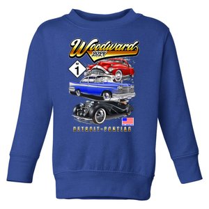 Woodward 2024 Classic Cruise Detroit To Pontiac Trio Of Cars Toddler Sweatshirt