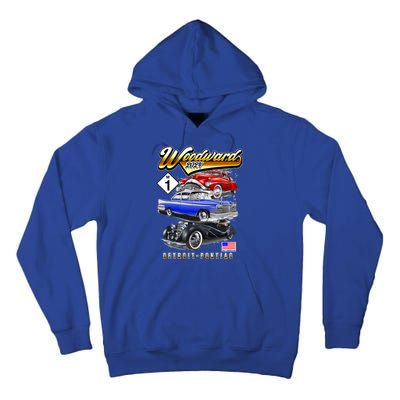 Woodward 2024 Classic Cruise Detroit To Pontiac Trio Of Cars Tall Hoodie