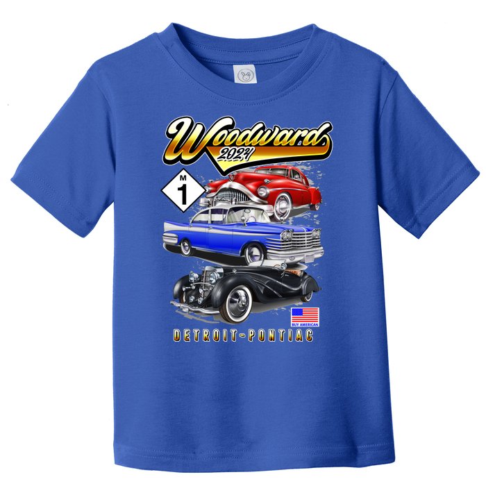 Woodward 2024 Classic Cruise Detroit To Pontiac Trio Of Cars Toddler T-Shirt