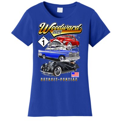 Woodward 2024 Classic Cruise Detroit To Pontiac Trio Of Cars Women's T-Shirt