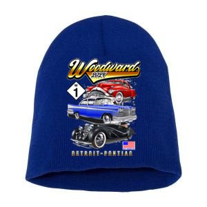 Woodward 2024 Classic Cruise Detroit To Pontiac Trio Of Cars Short Acrylic Beanie