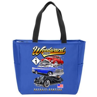 Woodward 2024 Classic Cruise Detroit To Pontiac Trio Of Cars Zip Tote Bag