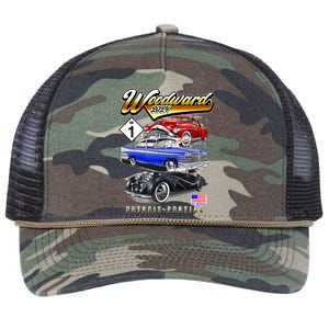 Woodward 2024 Classic Cruise Detroit To Pontiac Trio Of Cars Retro Rope Trucker Hat Cap