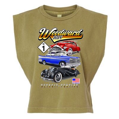 Woodward 2024 Classic Cruise Detroit To Pontiac Trio Of Cars Garment-Dyed Women's Muscle Tee