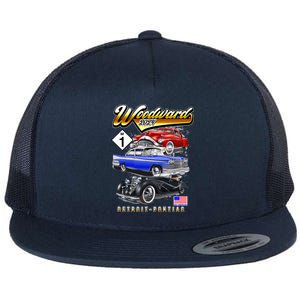 Woodward 2024 Classic Cruise Detroit To Pontiac Trio Of Cars Flat Bill Trucker Hat