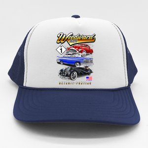 Woodward 2024 Classic Cruise Detroit To Pontiac Trio Of Cars Trucker Hat