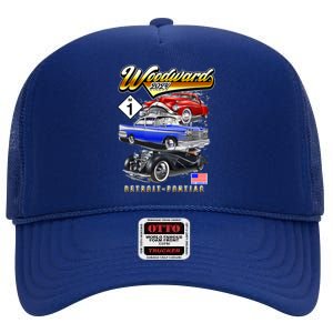 Woodward 2024 Classic Cruise Detroit To Pontiac Trio Of Cars High Crown Mesh Back Trucker Hat