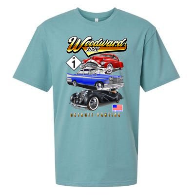 Woodward 2024 Classic Cruise Detroit To Pontiac Trio Of Cars Sueded Cloud Jersey T-Shirt