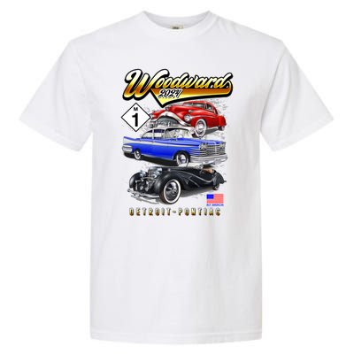 Woodward 2024 Classic Cruise Detroit To Pontiac Trio Of Cars Garment-Dyed Heavyweight T-Shirt