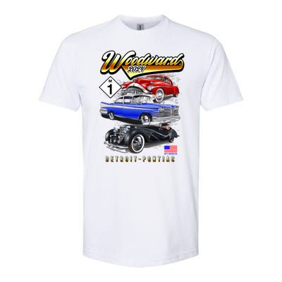 Woodward 2024 Classic Cruise Detroit To Pontiac Trio Of Cars Softstyle CVC T-Shirt