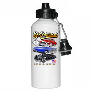 Woodward 2024 Classic Cruise Detroit To Pontiac Trio Of Cars Aluminum Water Bottle 