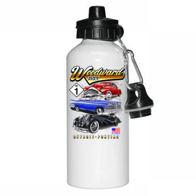 Woodward 2024 Classic Cruise Detroit To Pontiac Trio Of Cars Aluminum Water Bottle