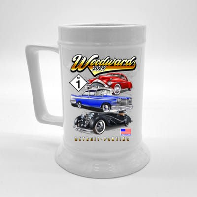 Woodward 2024 Classic Cruise Detroit To Pontiac Trio Of Cars Beer Stein