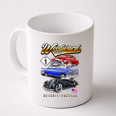 Woodward 2024 Classic Cruise Detroit To Pontiac Trio Of Cars Coffee Mug