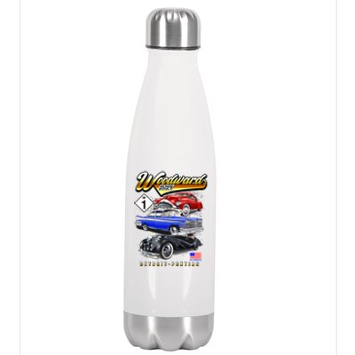 Woodward 2024 Classic Cruise Detroit To Pontiac Trio Of Cars Stainless Steel Insulated Water Bottle