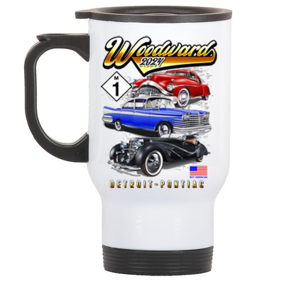 Woodward 2024 Classic Cruise Detroit To Pontiac Trio Of Cars Stainless Steel Travel Mug