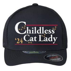 Women 2024 Childless Cat Lady For President Gift Flexfit Unipanel Trucker Cap