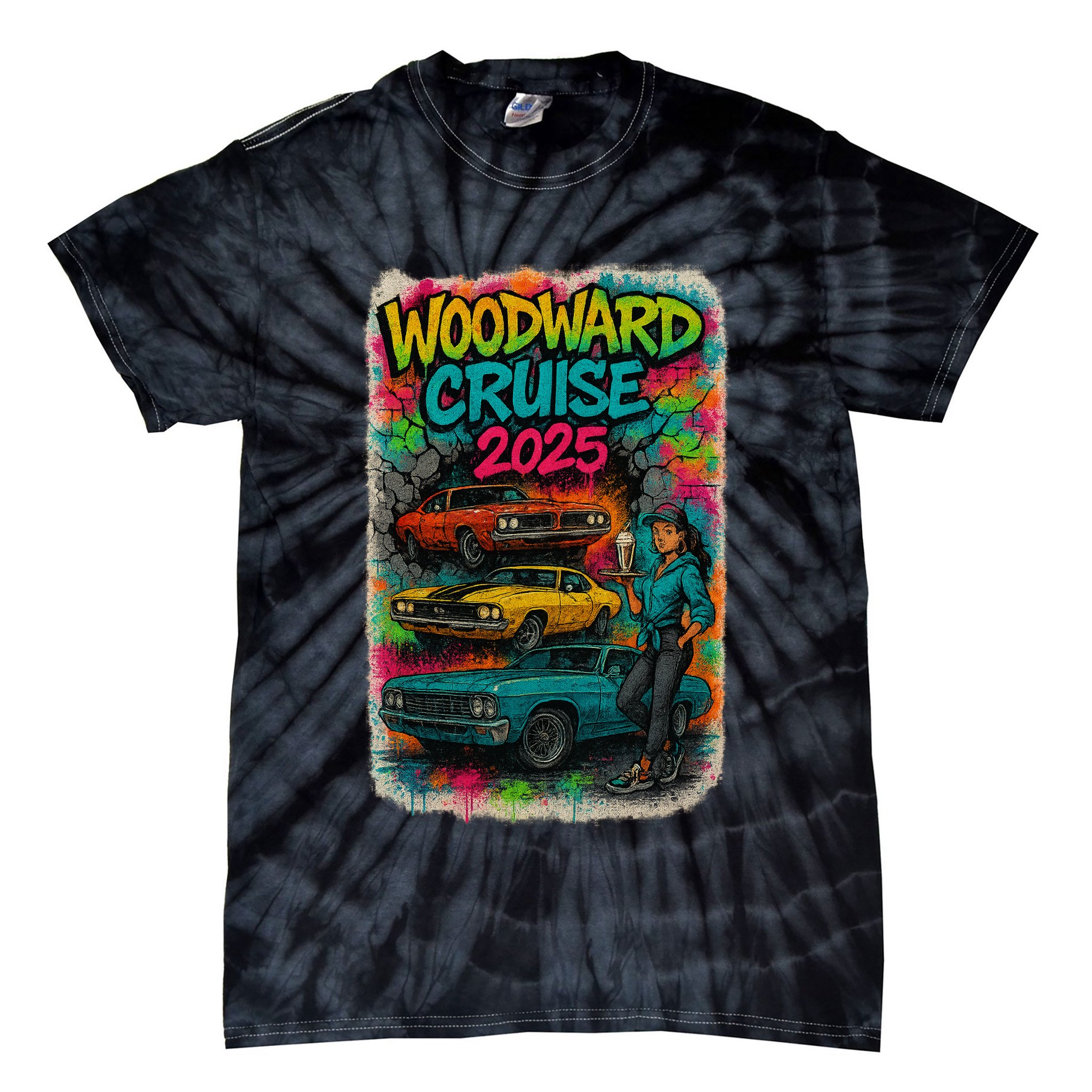 Woodward 2025 Graffiti Style Tie-Dye T-Shirt