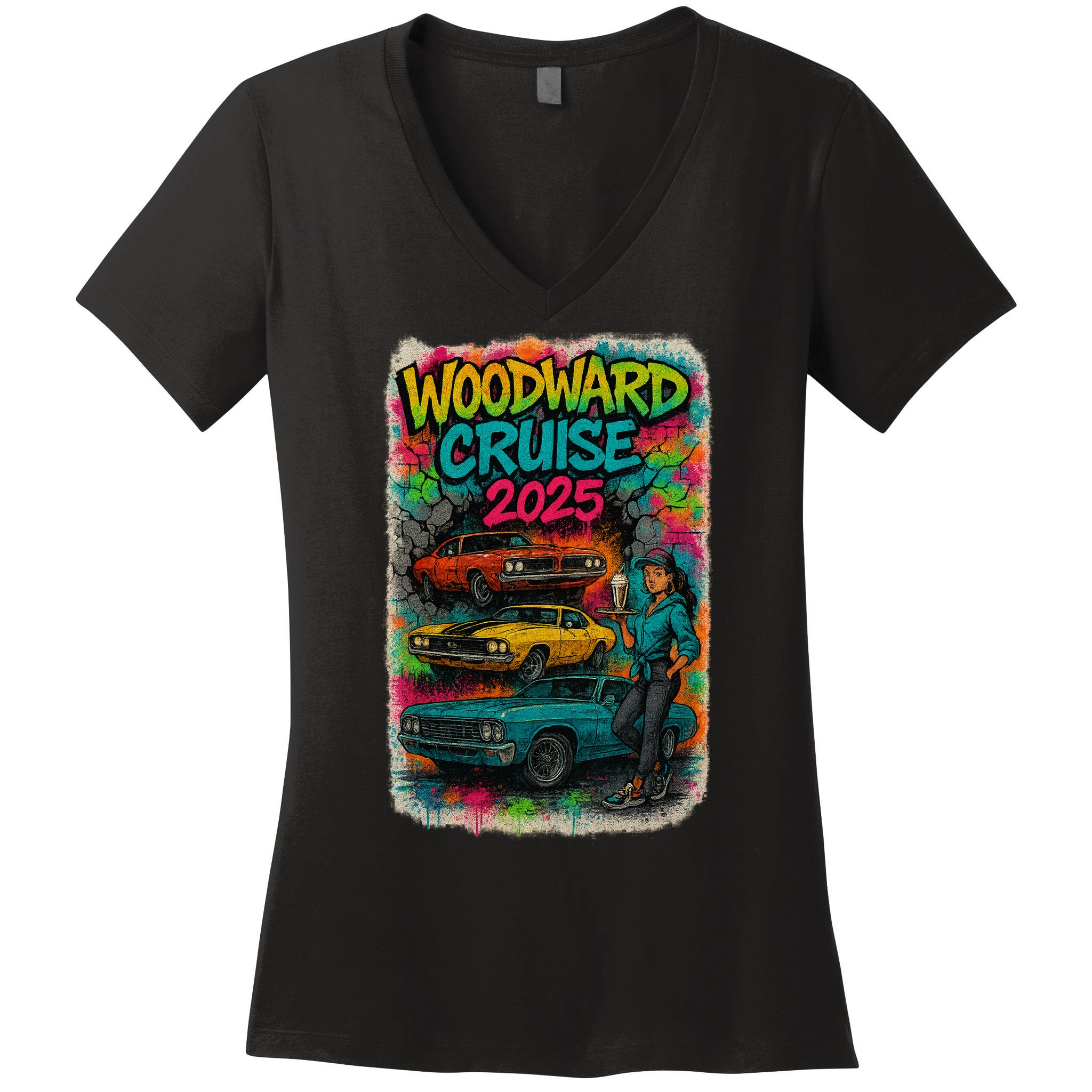 Woodward 2025 Graffiti Style Women's V-Neck T-Shirt