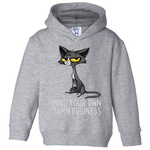 Waltz 2024 Mind Your Own Damn Business Cat Lady Funny Toddler Hoodie