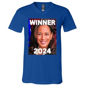 Winner 2024 Madam President Kamala Harris Finish The Job V-Neck T-Shirt