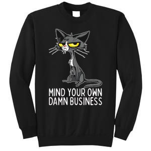 Waltz 2024 Mind Your Own Damn Business Cat Lady Funny Sweatshirt