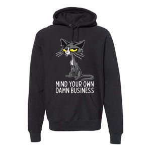 Waltz 2024 Mind Your Own Damn Business Cat Lady Funny Premium Hoodie