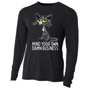 Waltz 2024 Mind Your Own Damn Business Cat Lady Funny Cooling Performance Long Sleeve Crew