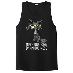 Waltz 2024 Mind Your Own Damn Business Cat Lady Funny PosiCharge Competitor Tank