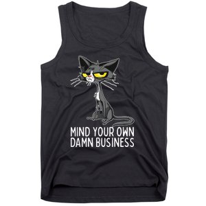 Waltz 2024 Mind Your Own Damn Business Cat Lady Funny Tank Top