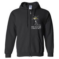 Waltz 2024 Mind Your Own Damn Business Cat Lady Funny Full Zip Hoodie