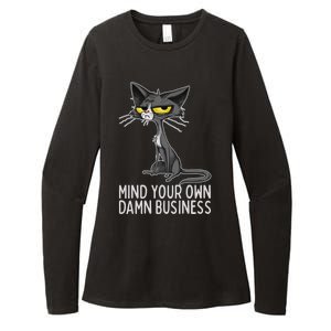 Waltz 2024 Mind Your Own Damn Business Cat Lady Funny Womens CVC Long Sleeve Shirt