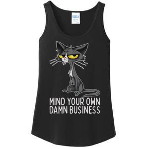 Waltz 2024 Mind Your Own Damn Business Cat Lady Funny Ladies Essential Tank