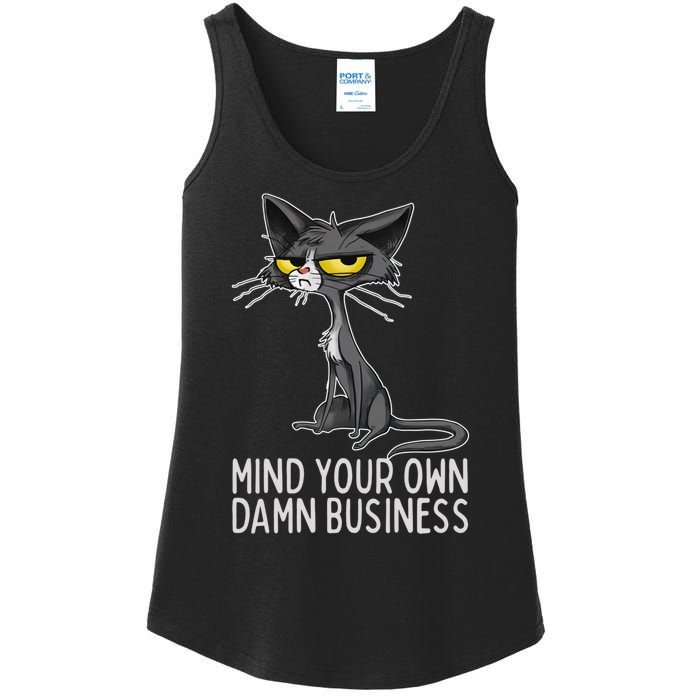 Waltz 2024 Mind Your Own Damn Business Cat Lady Funny Ladies Essential Tank