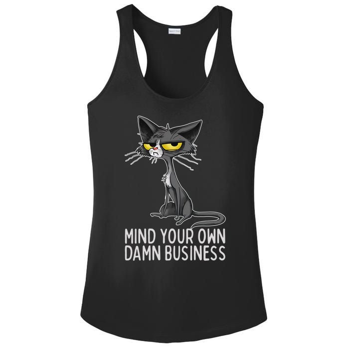 Waltz 2024 Mind Your Own Damn Business Cat Lady Funny Ladies PosiCharge Competitor Racerback Tank