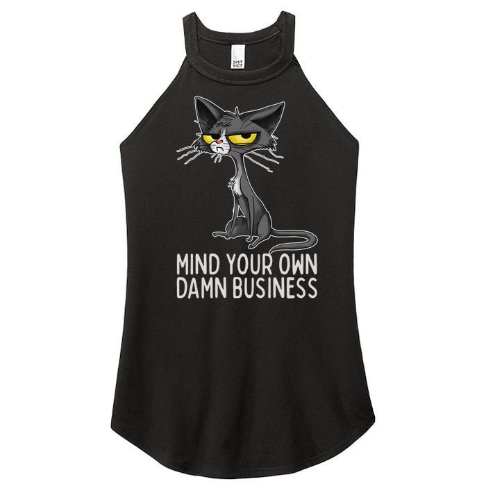 Waltz 2024 Mind Your Own Damn Business Cat Lady Funny Women's Perfect Tri Rocker Tank