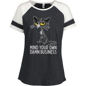 Waltz 2024 Mind Your Own Damn Business Cat Lady Funny Enza Ladies Jersey Colorblock Tee