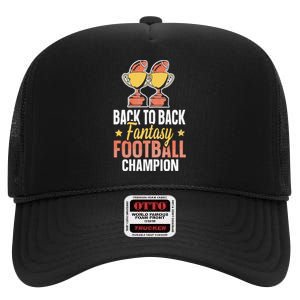 Winner 2 Times Back To Back Fantasy Football Champion High Crown Mesh Back Trucker Hat