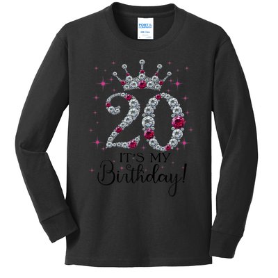 Wo 20 years old It's my Birthday Wo 20th Birthday Funny gift Kids Long Sleeve Shirt