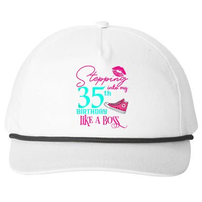 Wo 35th Birthday Like A Boss Funny Step Pink 35 Bday Wo Gift Snapback Five-Panel Rope Hat