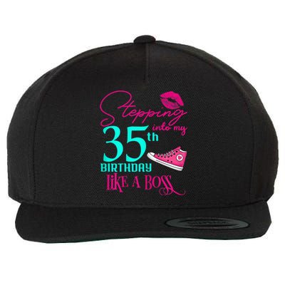 Wo 35th Birthday Like A Boss Funny Step Pink 35 Bday Wo Gift Wool Snapback Cap