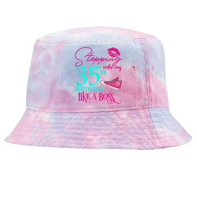 Wo 35th Birthday Like A Boss Funny Step Pink 35 Bday Wo Gift Tie-Dyed Bucket Hat