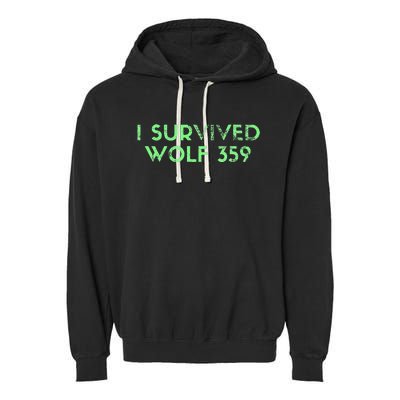 Wolf 359 Survived Funny Science Fiction Space Garment-Dyed Fleece Hoodie